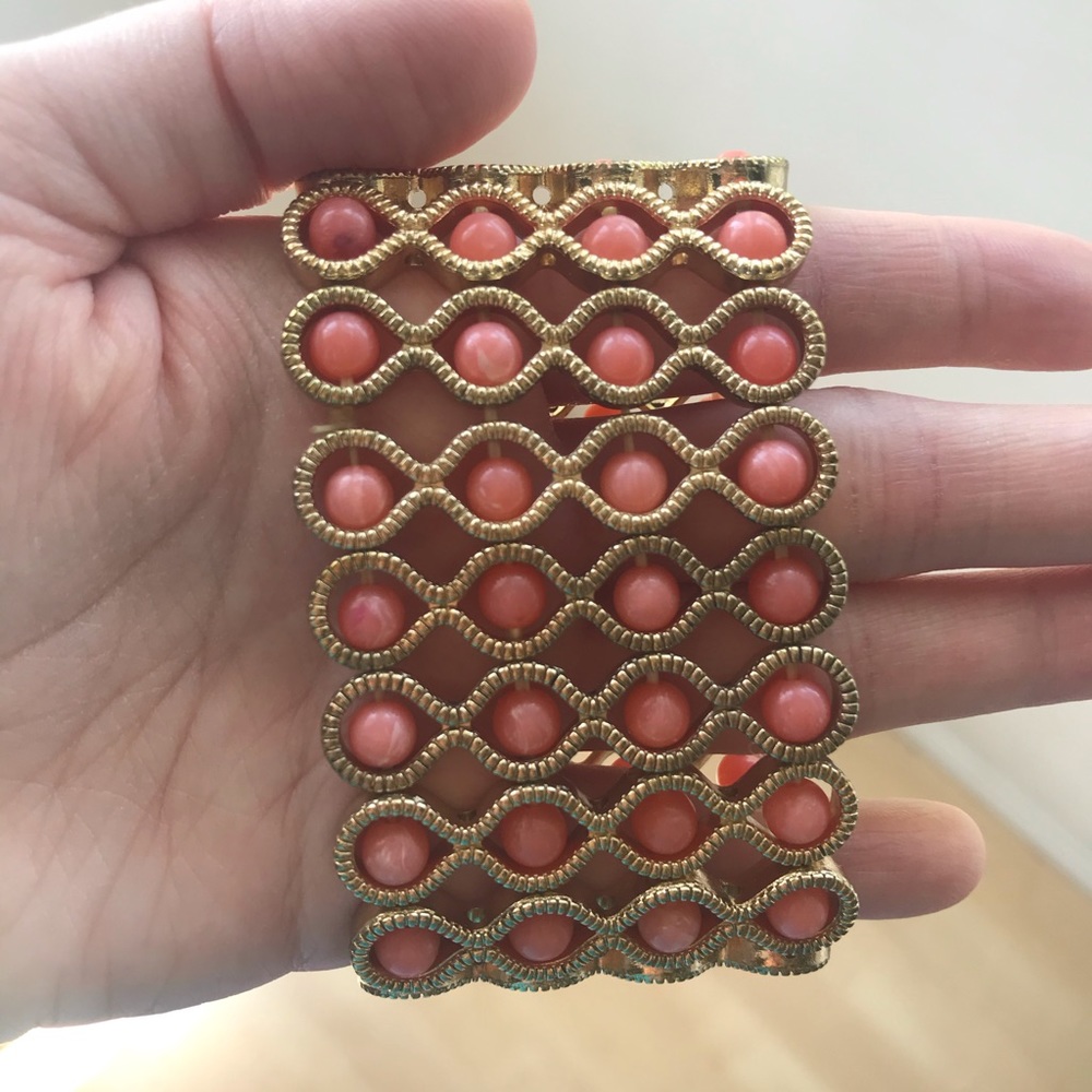 Stretchy Gold and Peachy Pink Bracelet